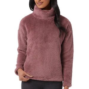 32 Degrees Sherpa Mock Neck Sweatshirt X-Large Plum Rose